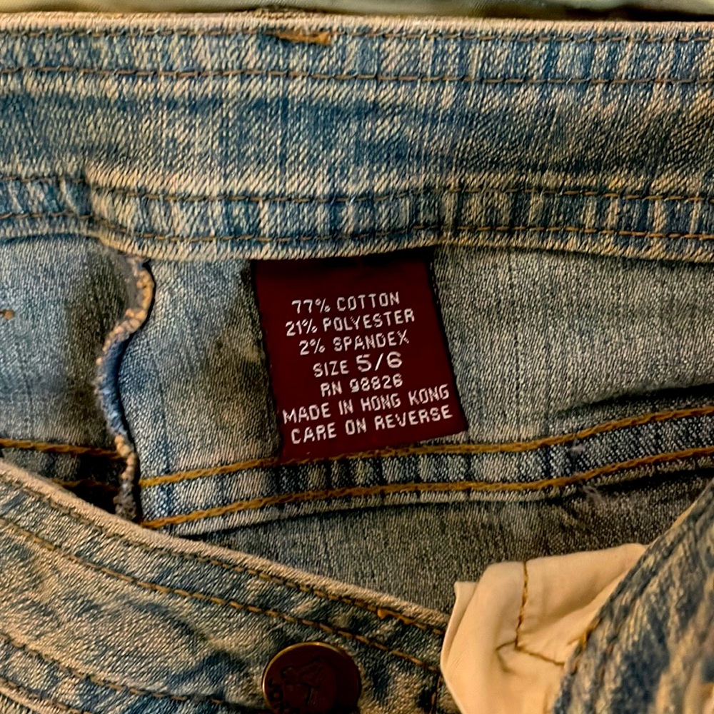 Jean skirt jordache leather sides spot on front